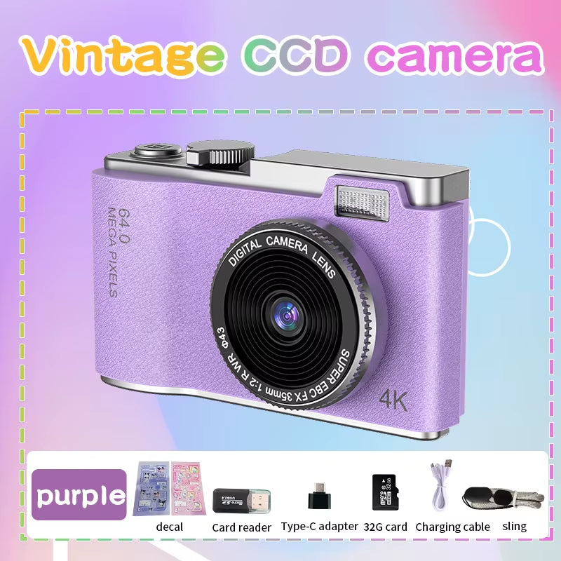 Digital Camera 4K 64MP Photography Camera Video Camcorder Rechargeable Cameras 2.4 Inch Screen Camcorder for Kid Adult Beginners