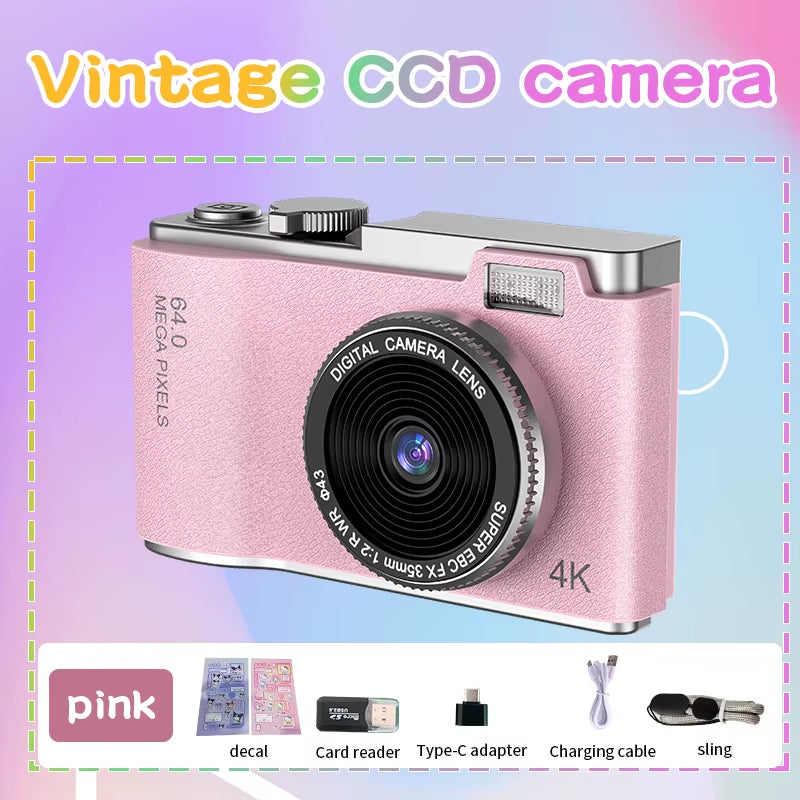 Digital Camera 4K 64MP Photography Camera Video Camcorder Rechargeable Cameras 2.4 Inch Screen Camcorder for Kid Adult Beginners