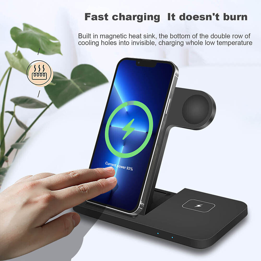 3 in 1 Wireless Charger Dock Charging Station for Apple Watch Iphone 17 16 15 14