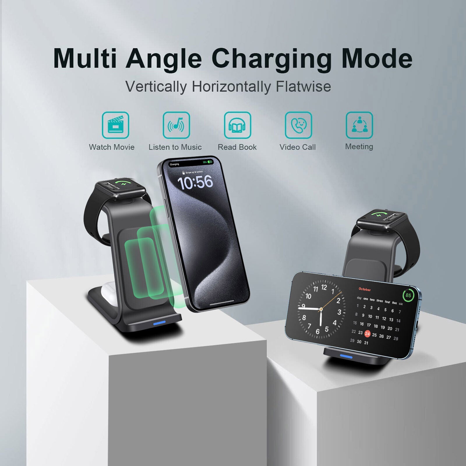 Wireless Charger Dock Charging Station 3 in 1 for Apple Watch Iphone 17 16 15 14