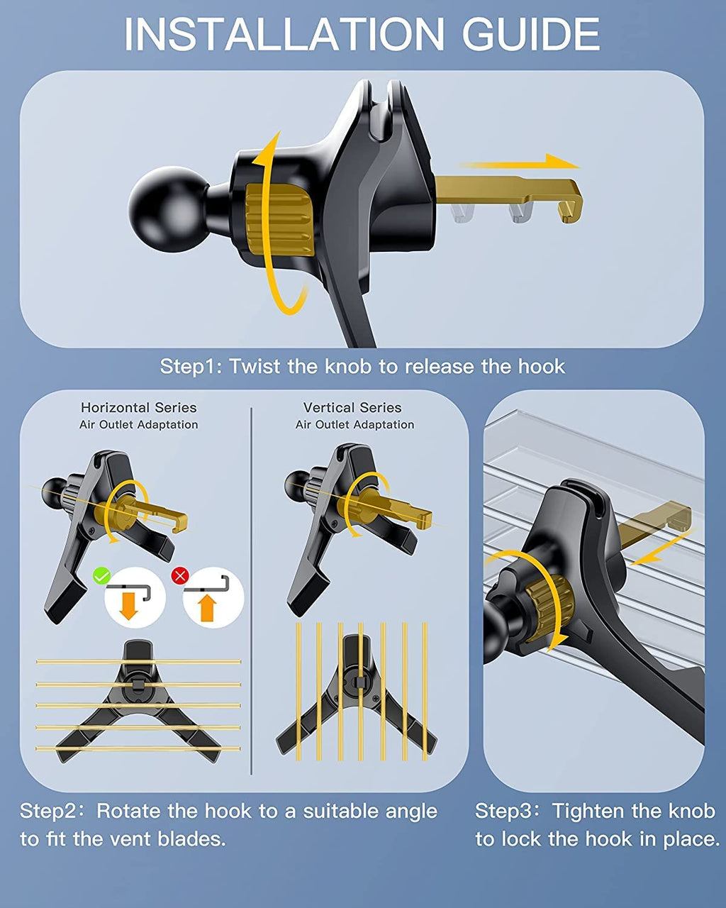 15W Fast Wireless Phone Charger, Car Wireless Phone Charger and Holder, Auto-Clamping Senser, 1000 Times Opening without Power, Suit for Car Office Kitchen, round Vent Friendly, Case Friendly